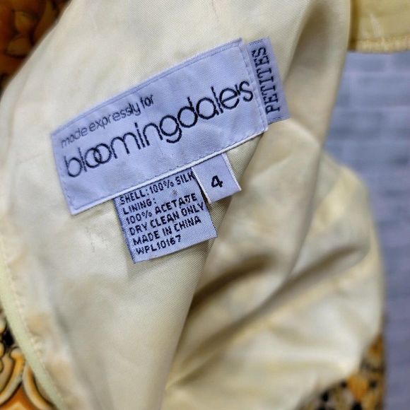 Vintage 90s Bloomingdales Womens 4P Silk Leopard Gold Filigree Mini Sheath Dress - Picture 7 of 7